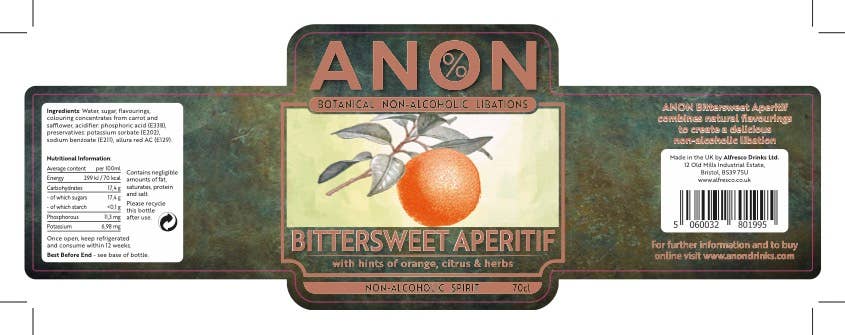 ANON Bittersweet Aperitif | Non-Alcoholic Aperitivo 70cl - Image 5