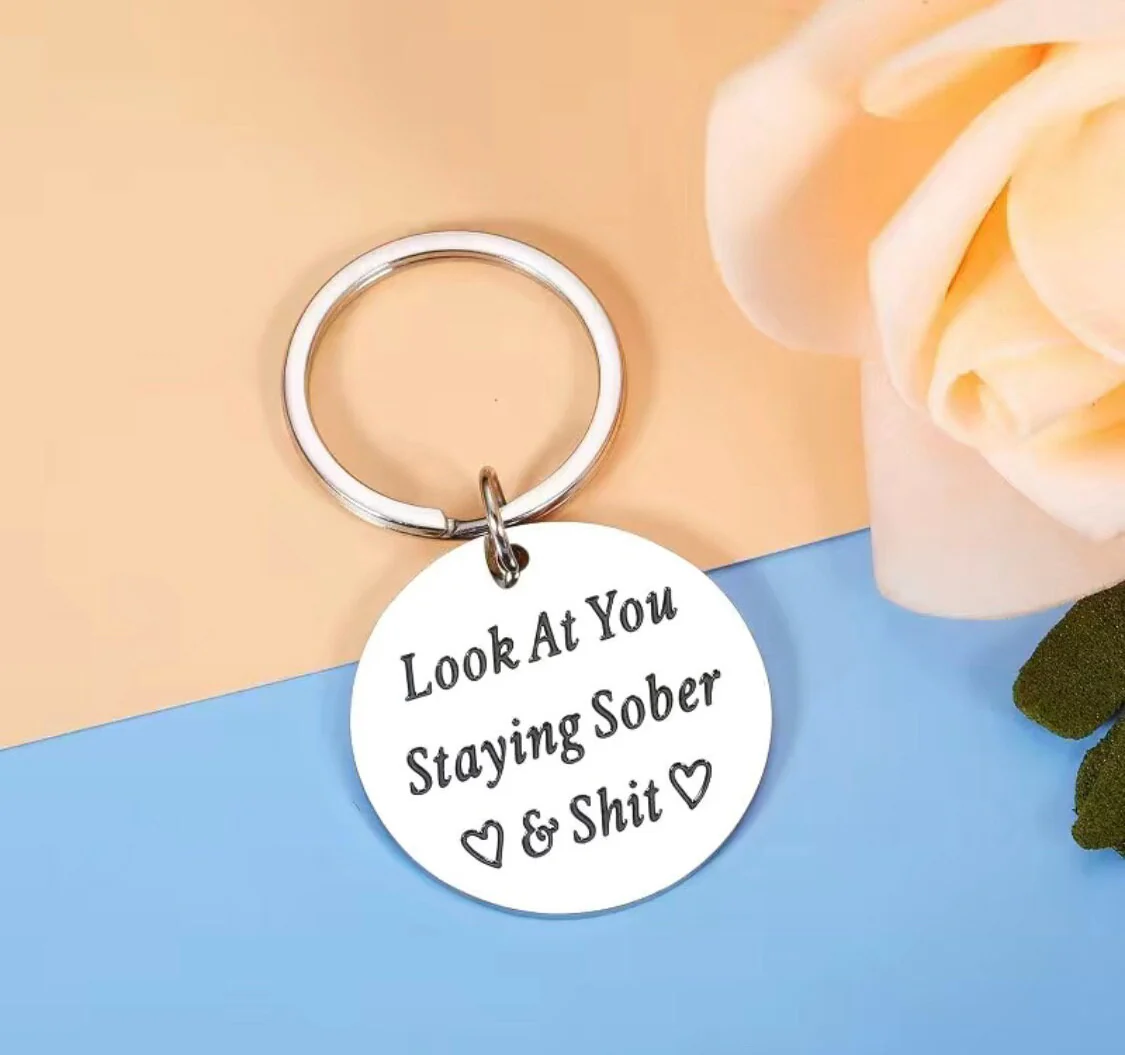 Sobriety Token Gift Keyring - Stainless Steel - Image 5